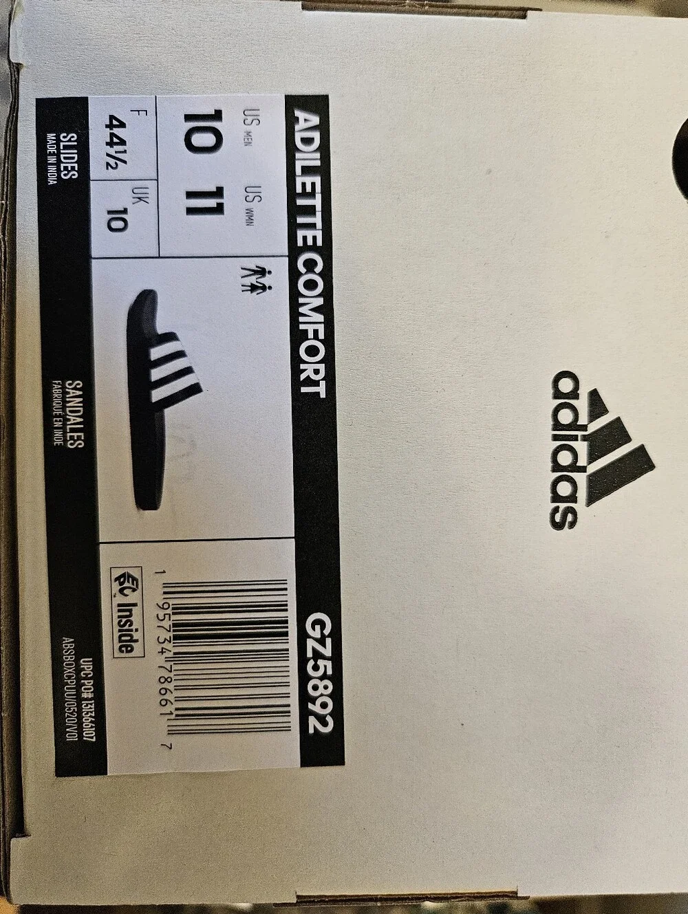 adidas Adilette Comfort Slide Sandals Navy & White Men's Sz 10 Women's Sz 11 NEW